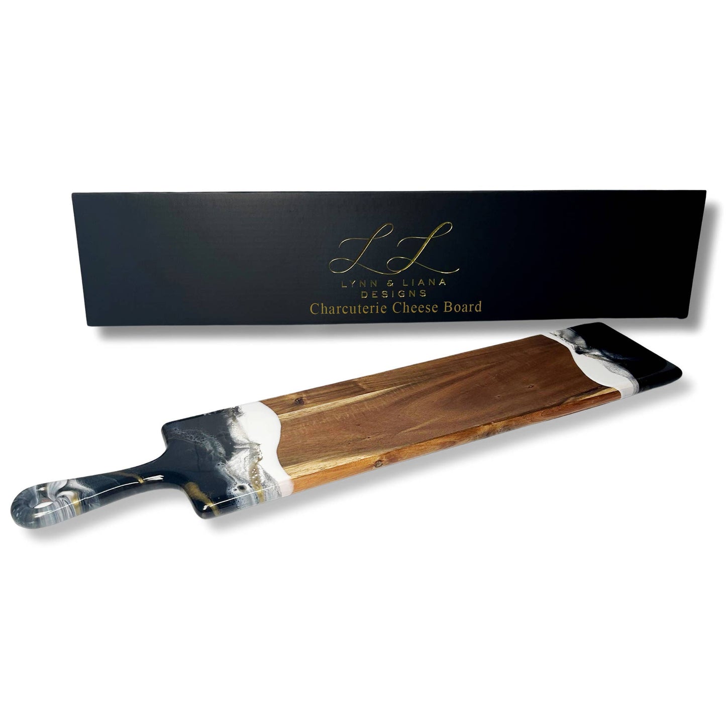 Lynn & Liana Designs - Resin Cheese board / Charcuterie Board - Baguette 5"x24": Onyx