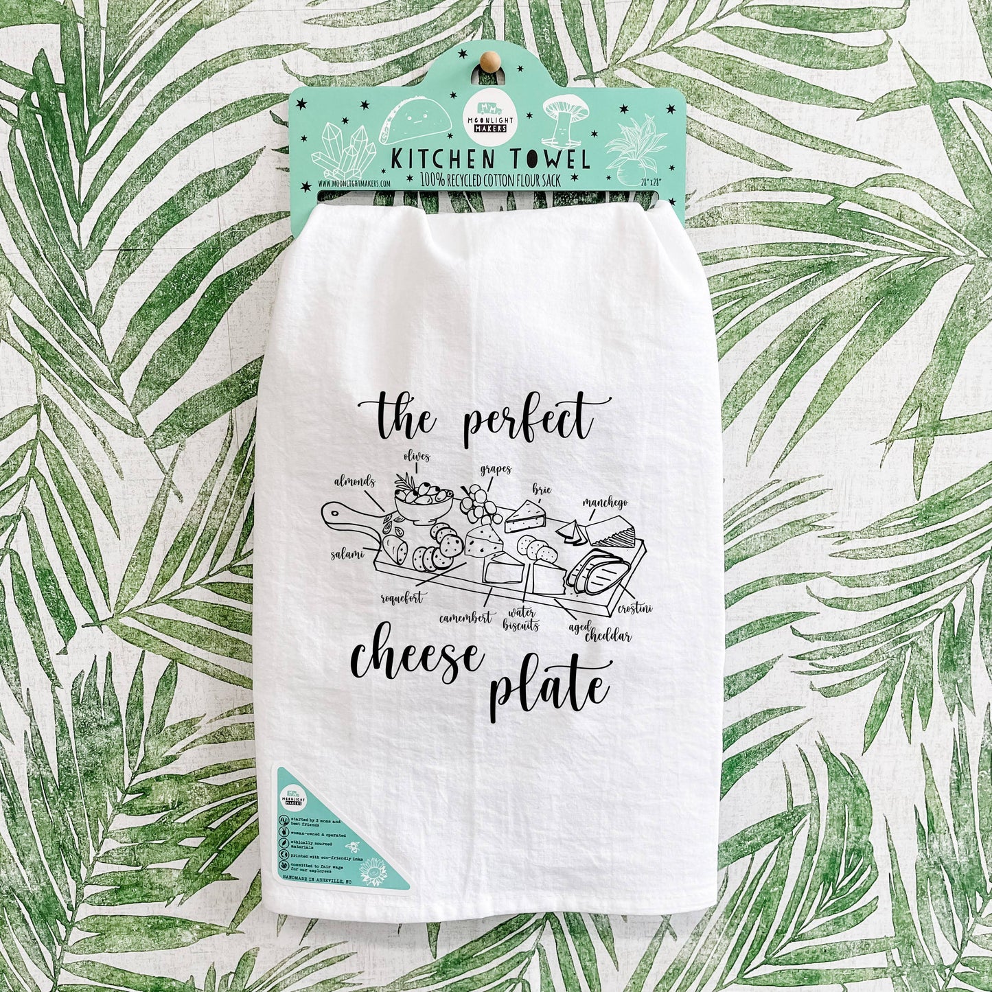 Moonlight Makers - The Perfect Cheese Plate - Dish Towels - White or Gray: White