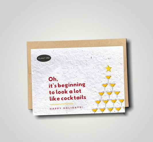 Plantable Greetings - It's Beginning To Look Like Cocktails Plantable Xmas Card: Wildflowers