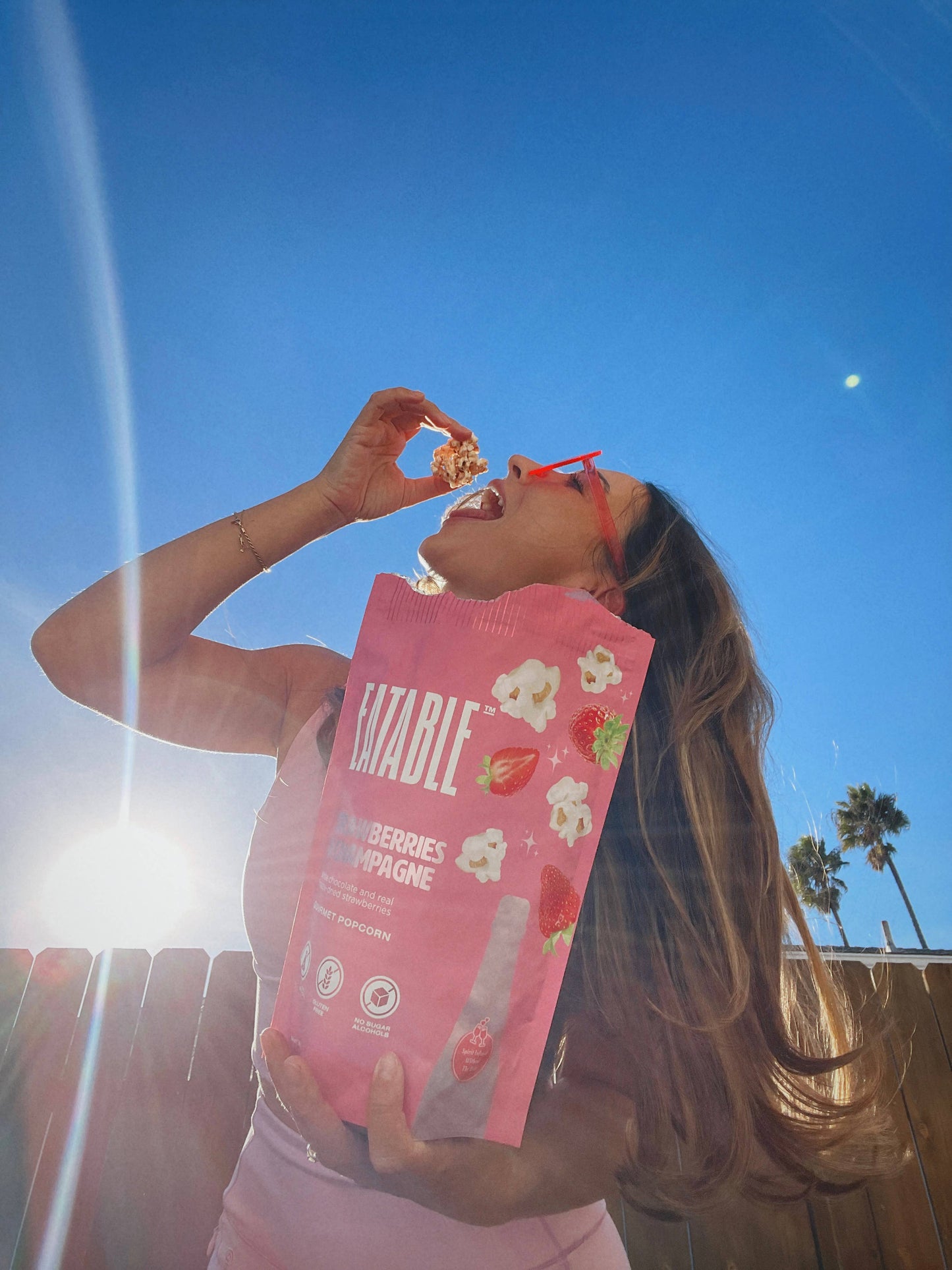 EATABLE Popcorn - Strawberries & Champagne 🍓 Gourmet White Chocolate Popcorn: Canadian Packaging