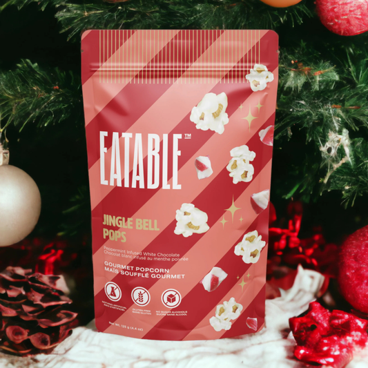 EATABLE Popcorn - Jingle Bell Pops ✨ White Chocolate Christmas Popcorn : Canadian Packaging