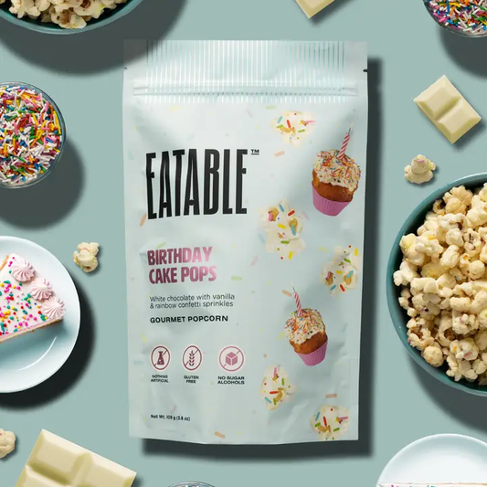 EATABLE Popcorn - π¨π¦ Birthday Cake Pops π White Chocolate Rainbow Popcorn : Canadian Package