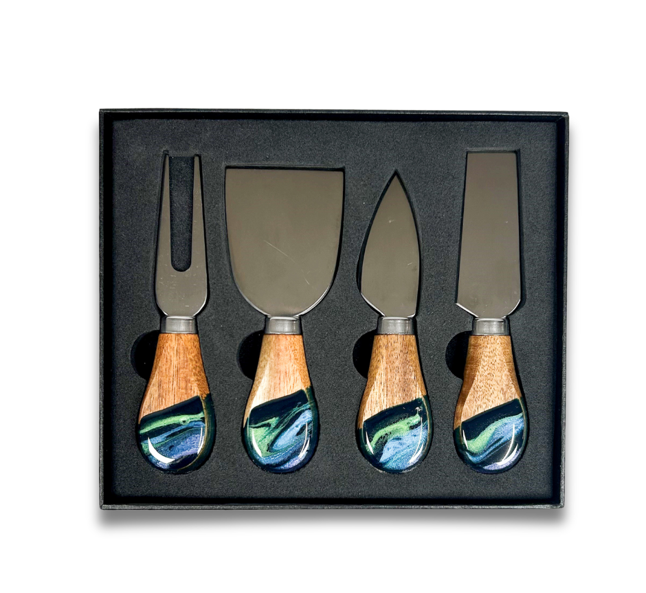 Lynn & Liana Designs - Resin Coated Cheese Knife Set - Set of 4 - NO TARIFFS!: Marble