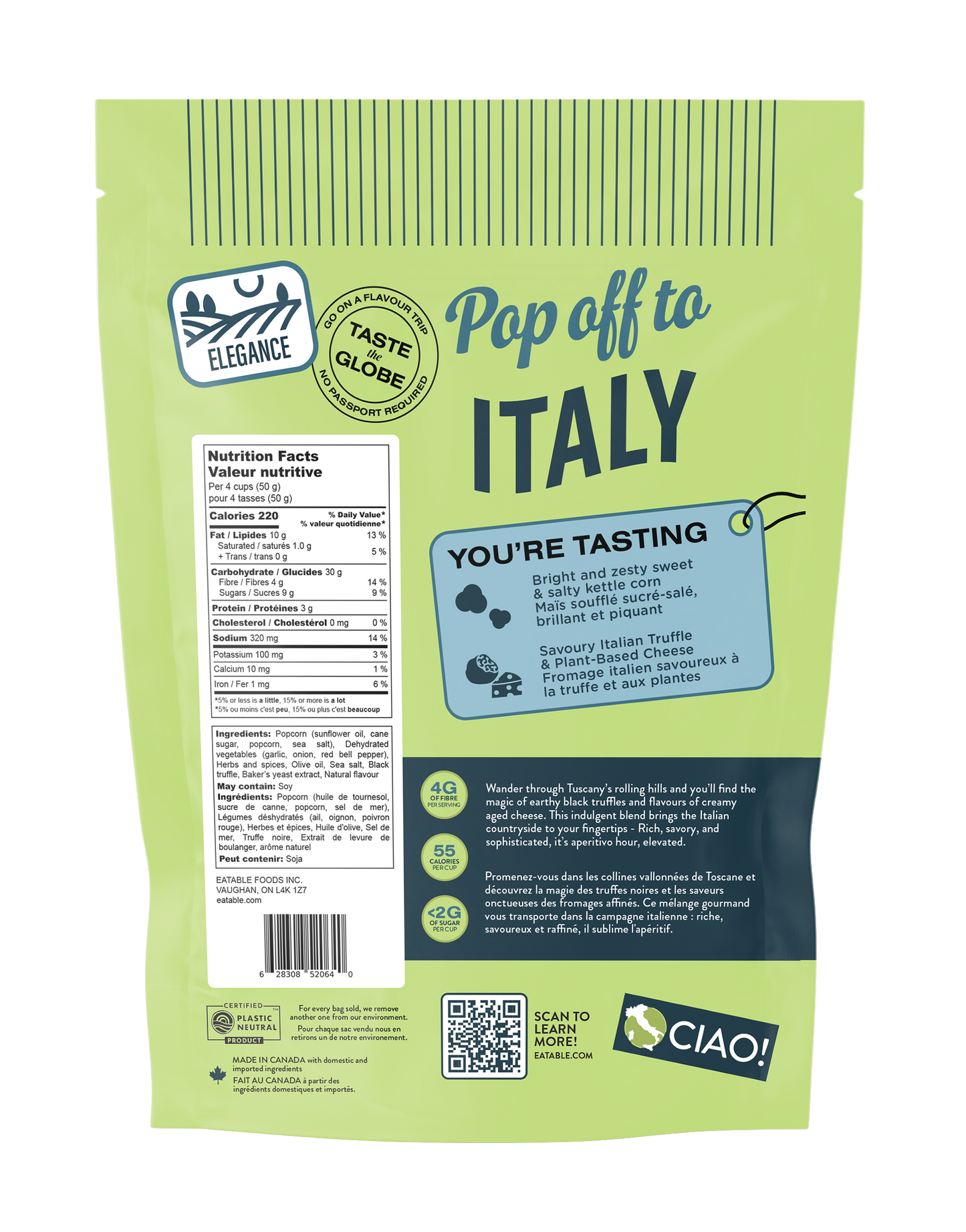 EATABLE Popcorn - π¨π¦ Popped Culture π Truffle & Cheese Popcorn (Vegan)