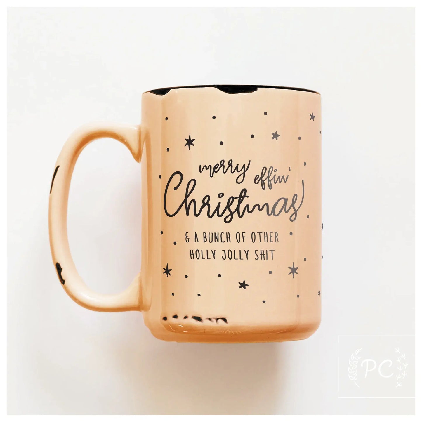 Coffee Mug -Prairie Chick Prints - merry effin' christmas: White