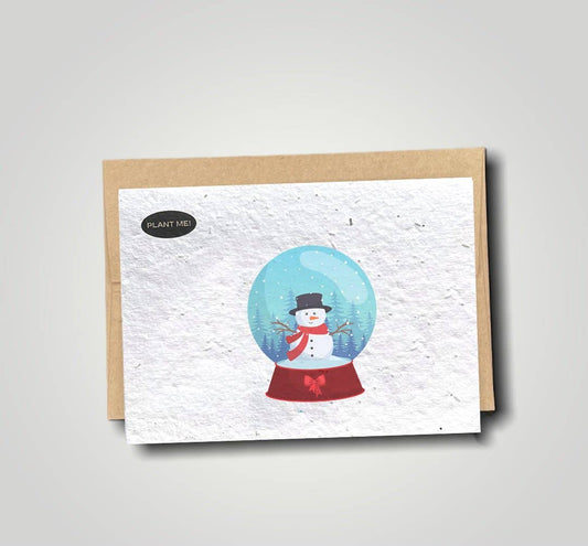 Plantable Greetings - Snowman Snow Globe Christmas Plantable Xmas Card: Wildflowers