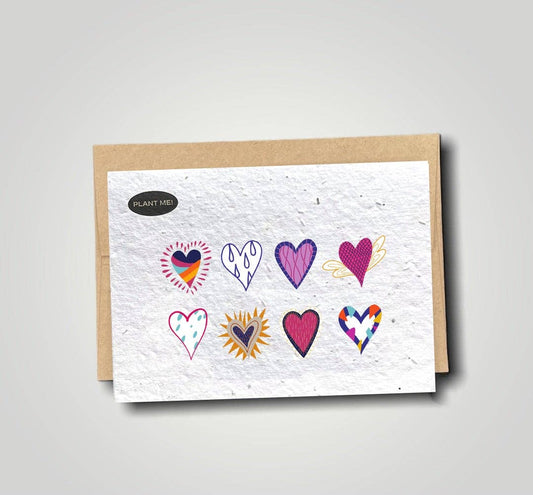 Plantable Greetings - Eight Hearts Plantable Valentines Day Card: Wildflowers