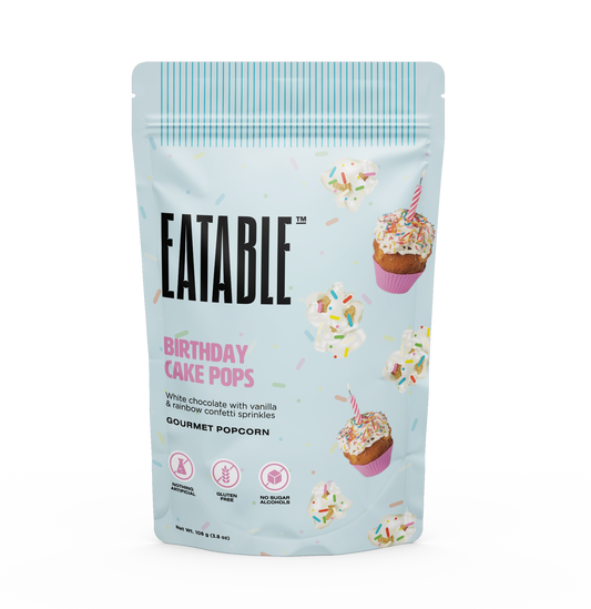 EATABLE Popcorn - Birthday Cake Pops (108g) 🍿🎂 Chocolate Covered Popcorn: US Package