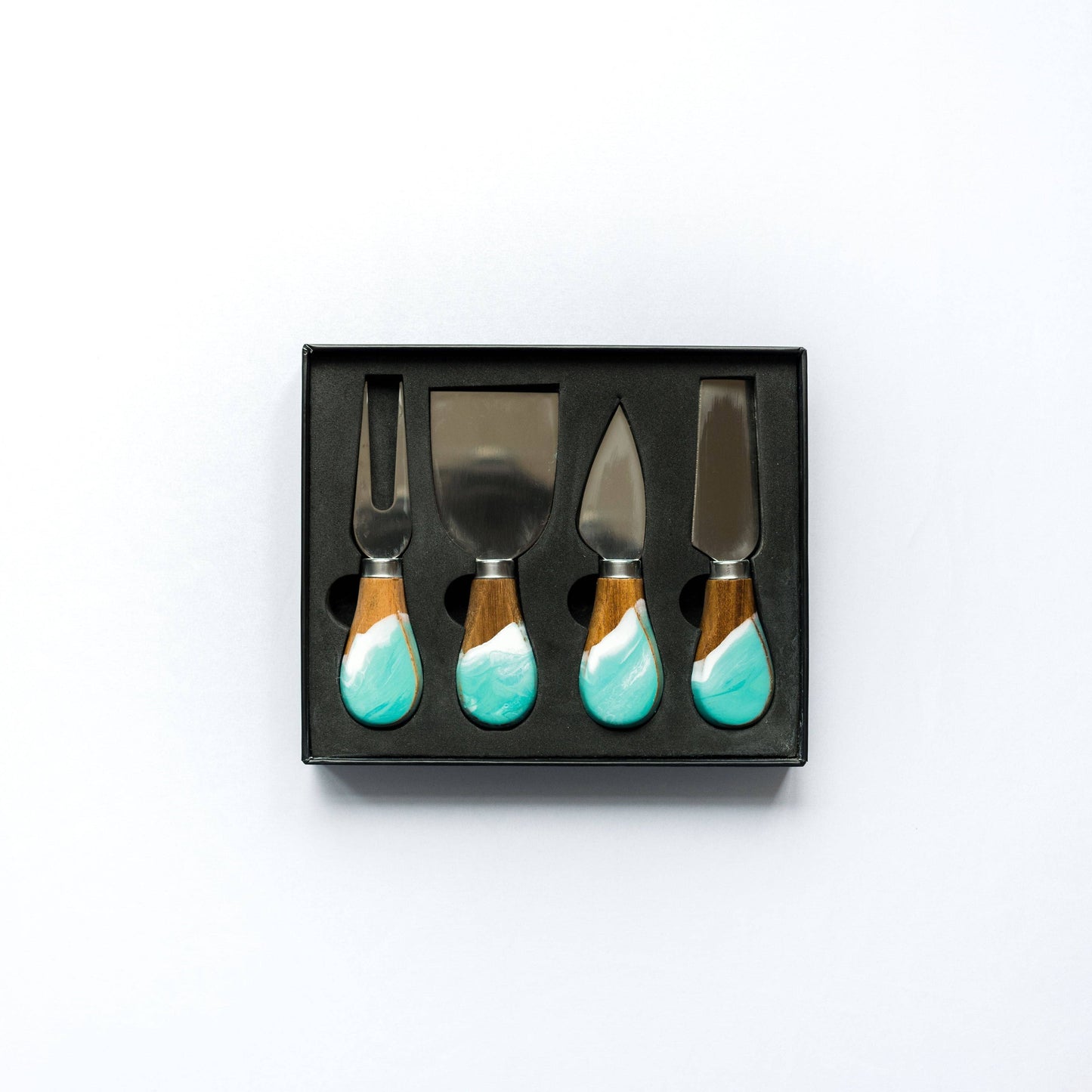 Lynn & Liana Designs - Resin Coated Cheese Knife Set - Set of 4 - Caribbean Blue