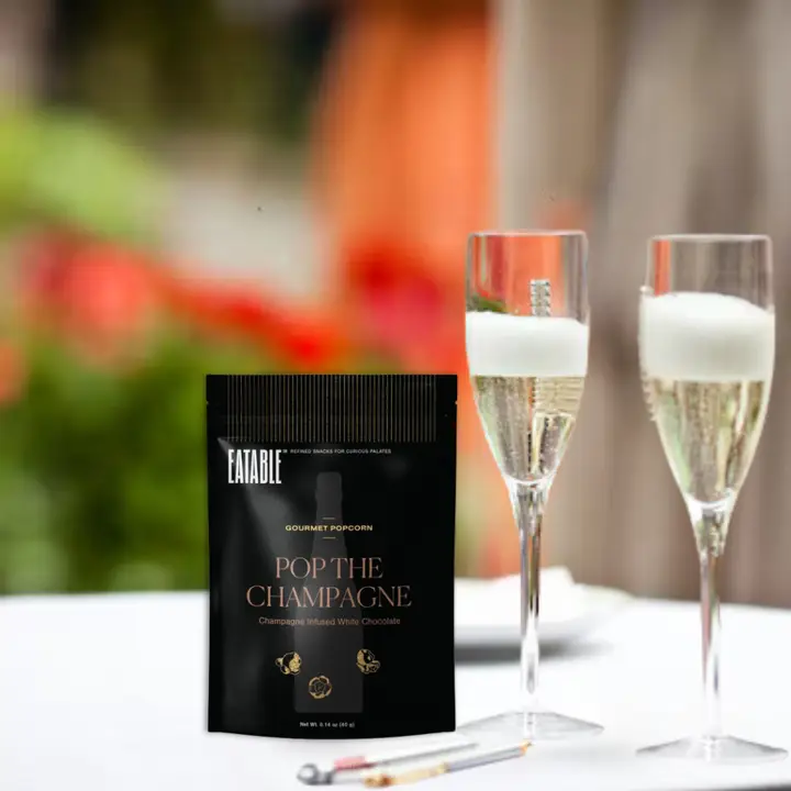 EATABLE Popcorn -  🇨🇦 Mini Pop the Champagne 🍾 White Chocolate Popcorn: Canadian Packaging