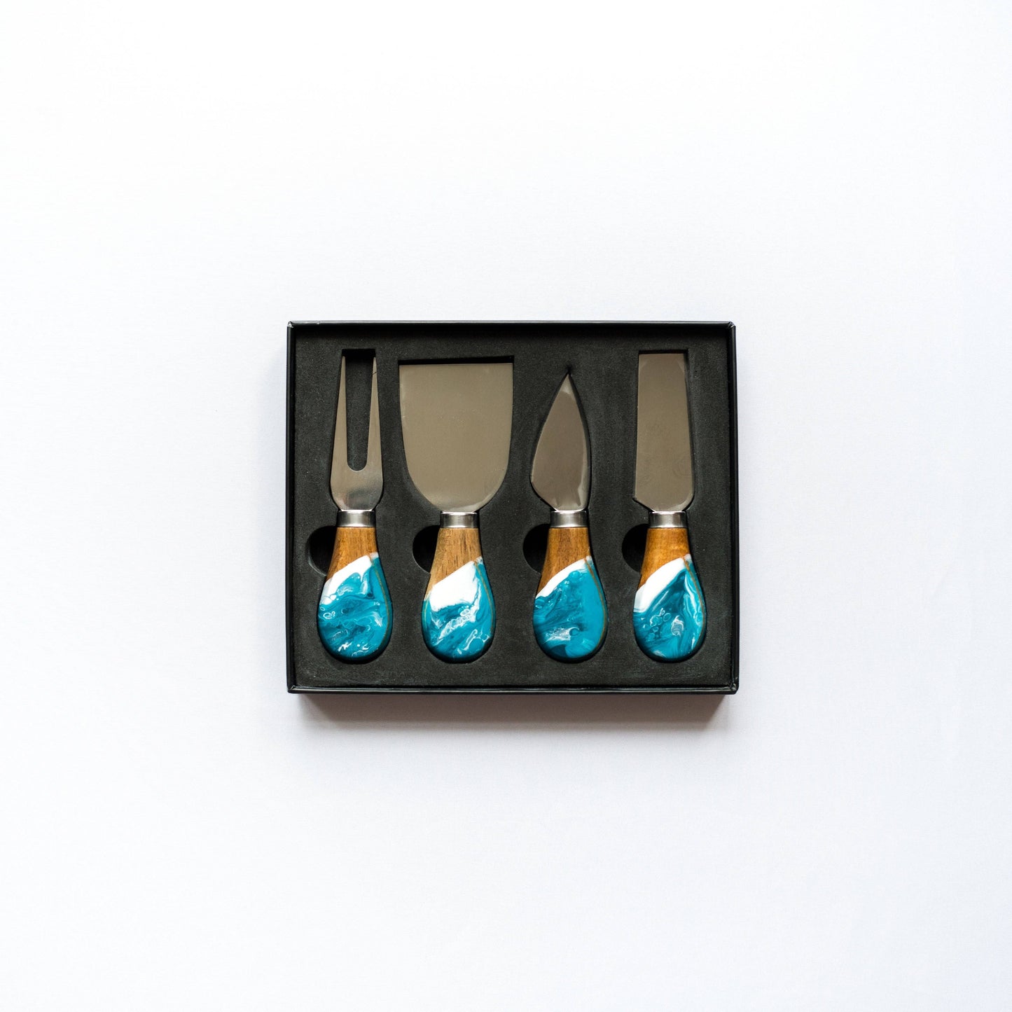 Lynn & Liana Designs - Resin Coated Cheese Knife Set - Set of 4 - Caribbean Blue