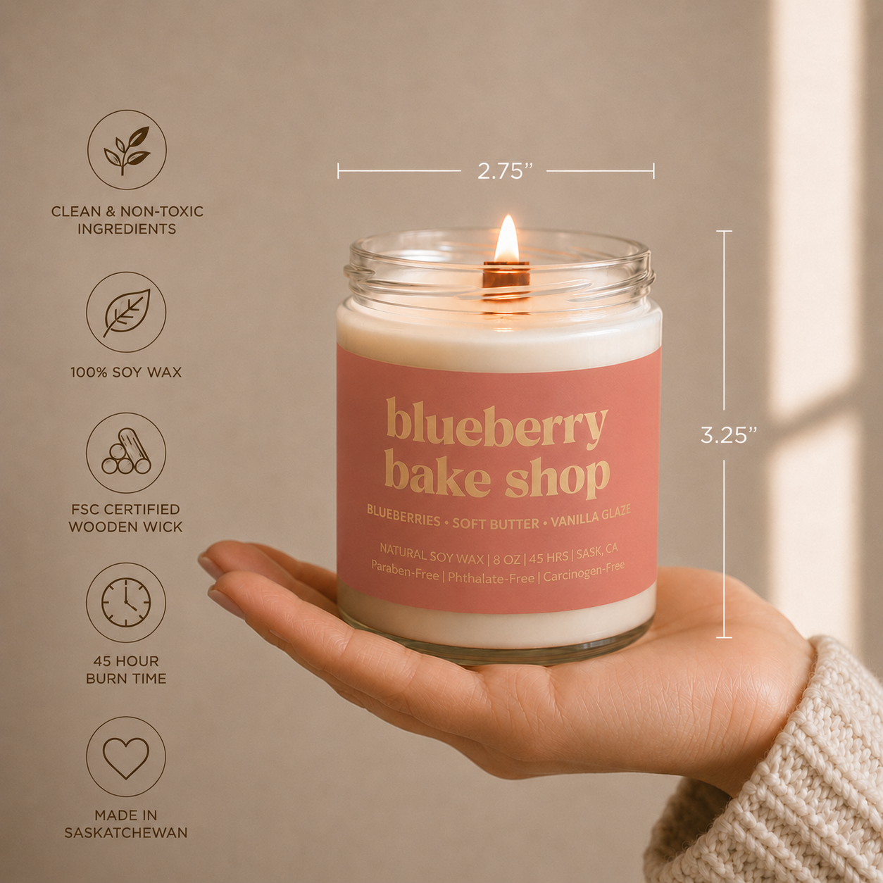 Prairie Creek Candles - BLUEBERRY BAKE SHOP | 8OZ NON TOXIC SOY CANDLE | FALL COLLECTION