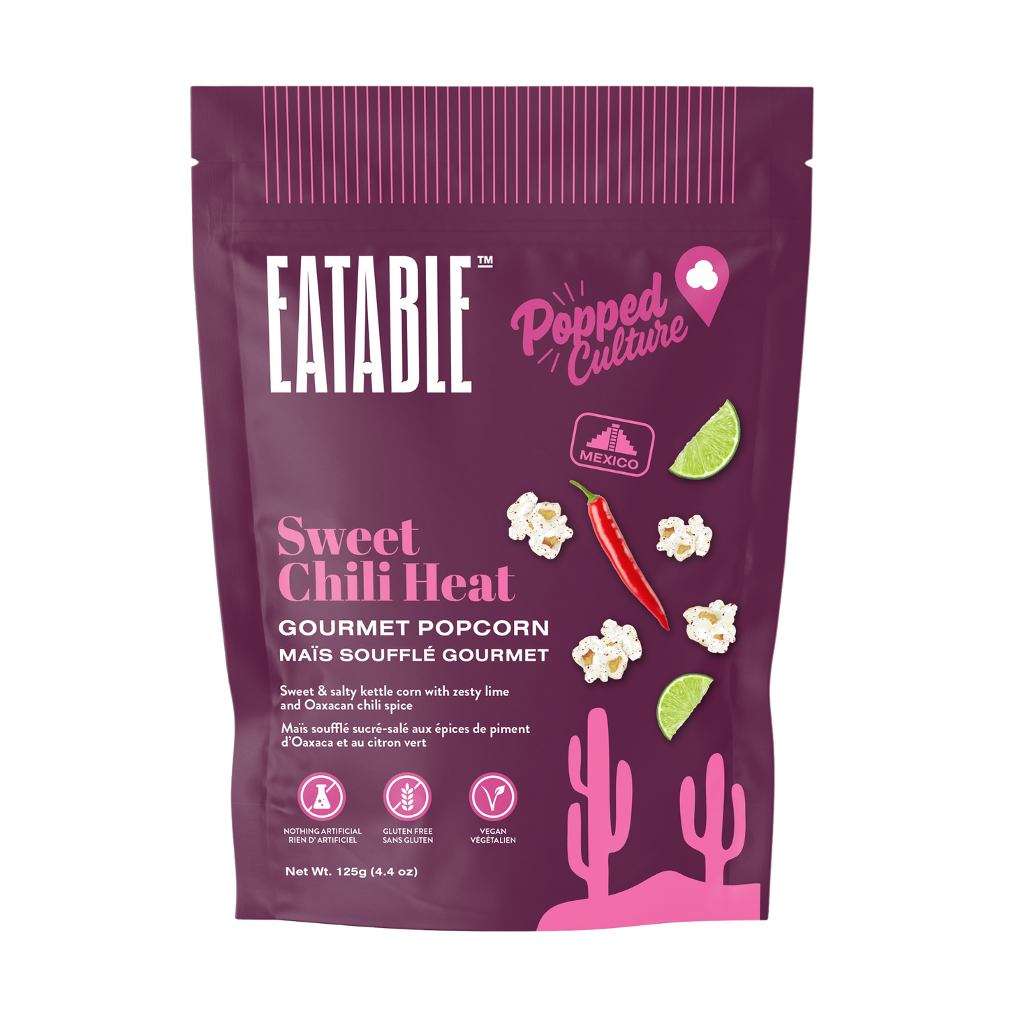 EATABLE Popcorn - 🇨🇦 Popped Culture 🌎 Sweet Chili Heat Popcorn (Vegan)