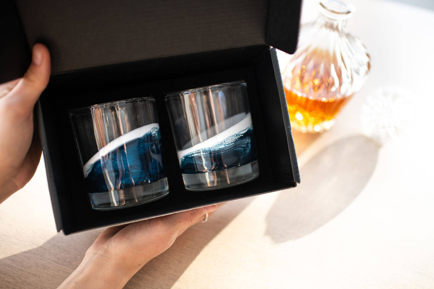Lynn & Liana Designs - Resin Accented Whisky Glasses-Price is per glass -NO TARIFFS: Caribbean Blue
