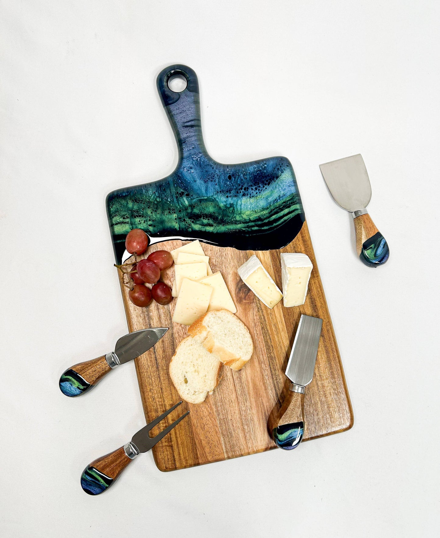 Lynn & Liana Designs - Resin Coated Cheese Knife Set - Set of 4 - Caribbean Blue