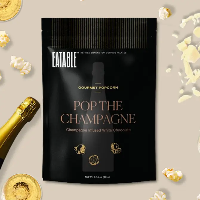 EATABLE Popcorn -  🇨🇦 Mini Pop the Champagne 🍾 White Chocolate Popcorn: Canadian Packaging