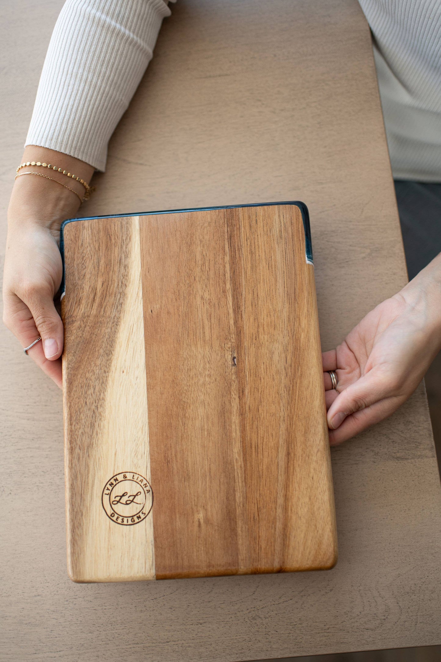 Lynn & Liana Designs - Wood Resin Date Night Cheese Charcuterie Board - NO TARIFFS!: Marble