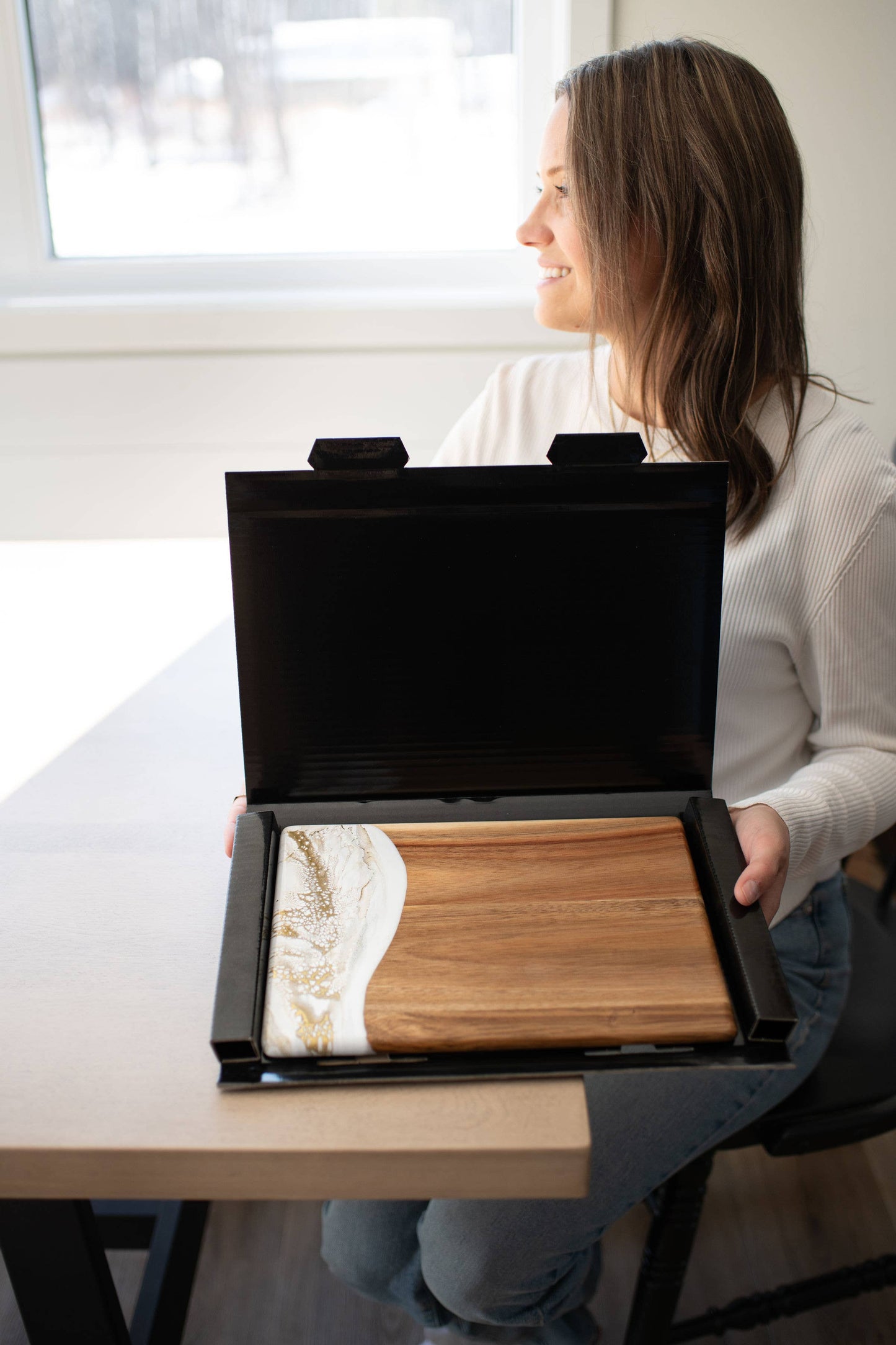 Lynn & Liana Designs - Wood Resin Date Night Cheese Charcuterie Board - NO TARIFFS!: Marble