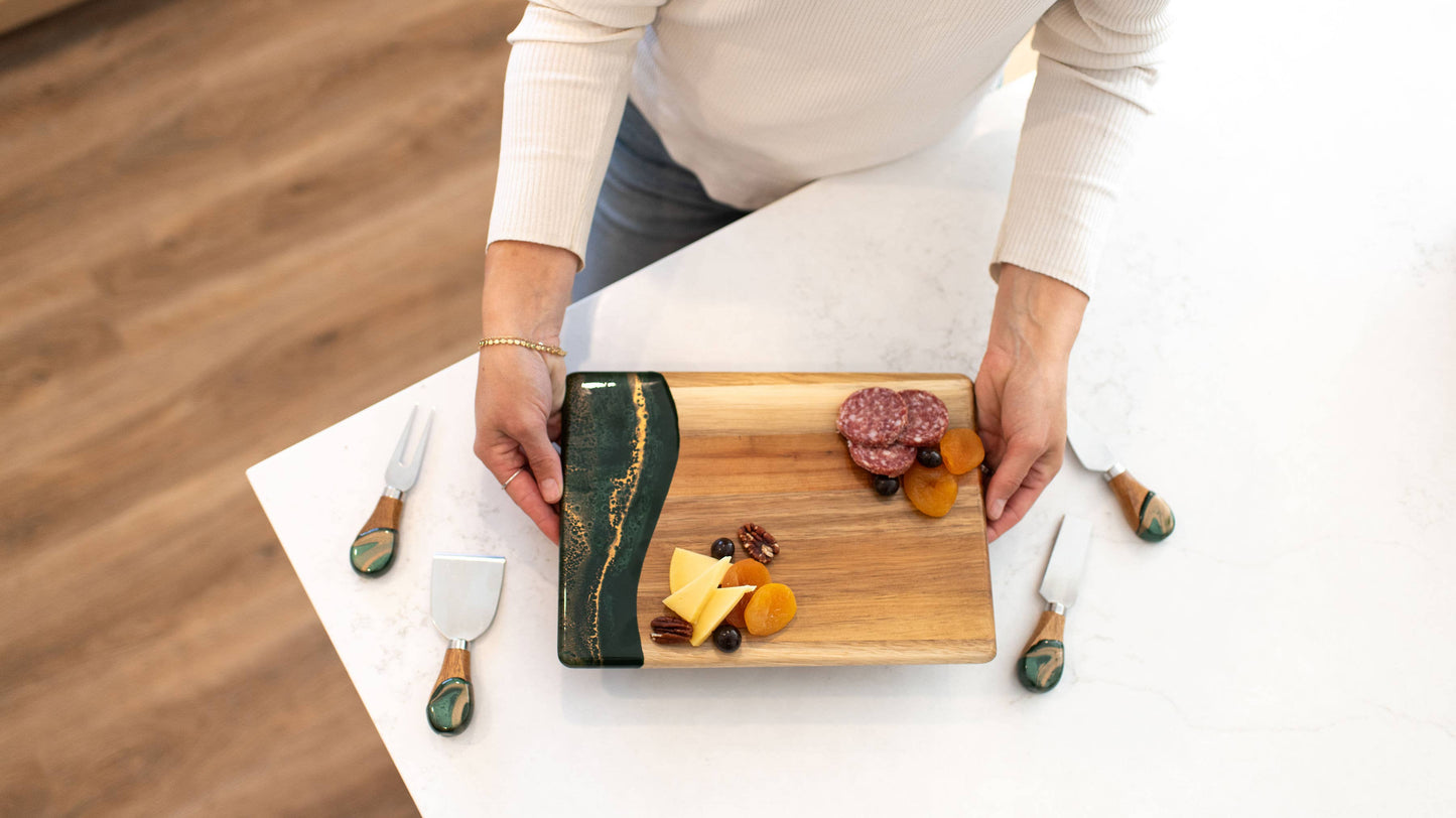 Lynn & Liana Designs - Wood Resin Date Night Cheese Charcuterie Board - NO TARIFFS!: Marble