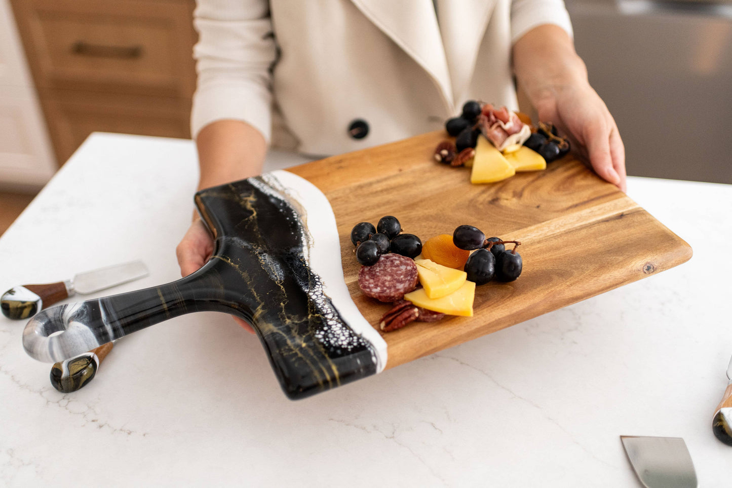 Lynn & Liana Designs - Resin Cheese / Charcuterie Board - Large 10"x20" NO TARIFFS!: Marble