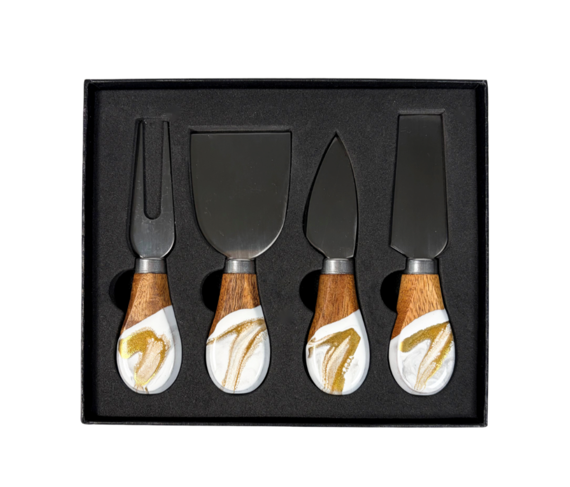 Lynn & Liana Designs - Resin Coated Cheese Knife Set - Set of 4 - NO TARIFFS!: Ocean Vibes