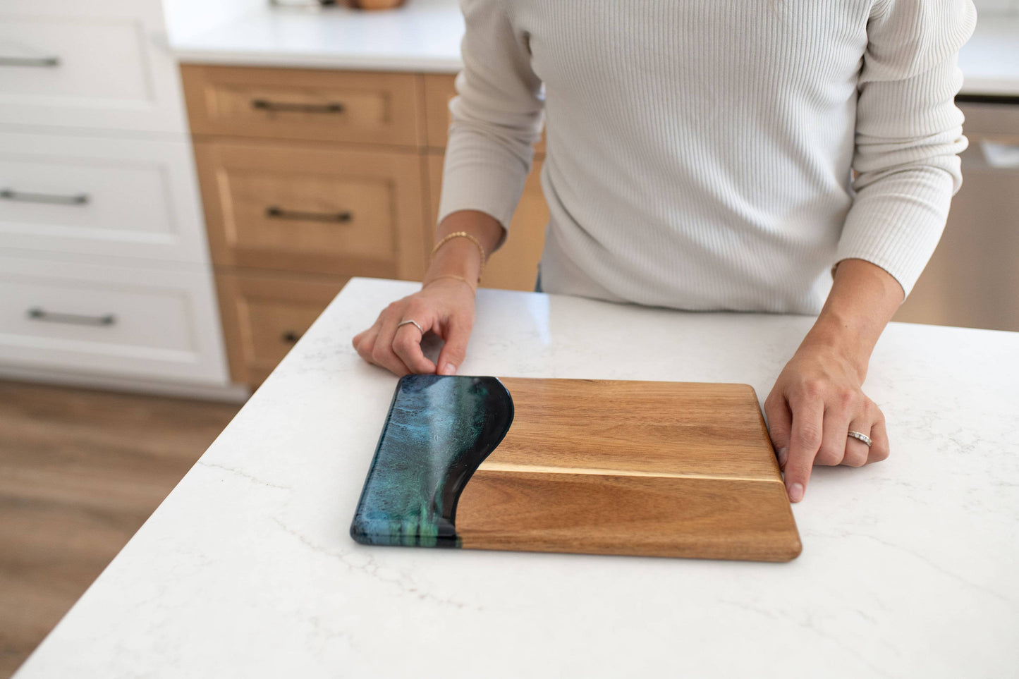 Lynn & Liana Designs - Wood Resin Date Night Cheese Charcuterie Board - NO TARIFFS!: Marble
