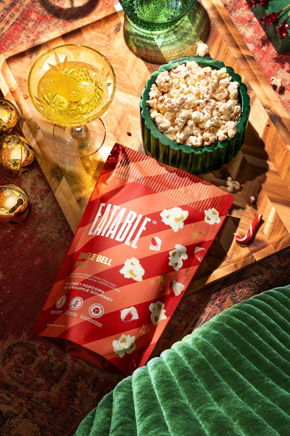 EATABLE Popcorn - Jingle Bell Pops ✨ White Chocolate Christmas Popcorn : Canadian Packaging