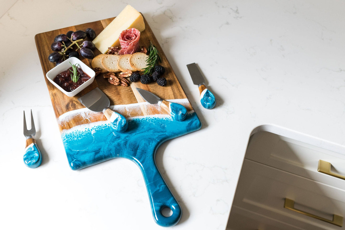 Lynn & Liana Designs - Resin Coated Cheese Knife Set - Set of 4 - NO TARIFFS!: Ocean Vibes