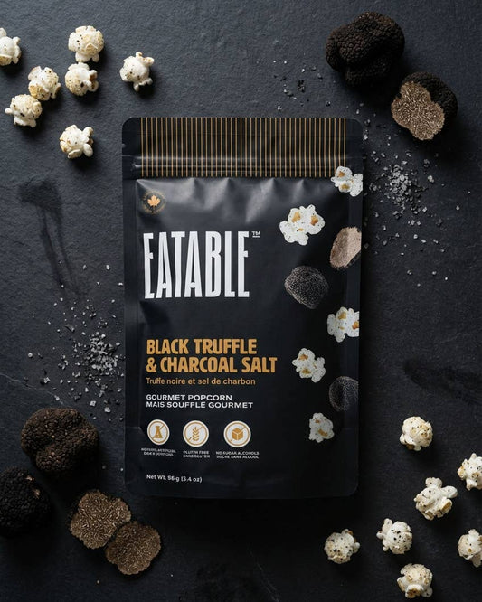 EATABLE Popcorn - 🇨🇦 Black Truffle & Charcoal Salt 🧂Sweet & Savoury Popcorn: Canadian Packaging