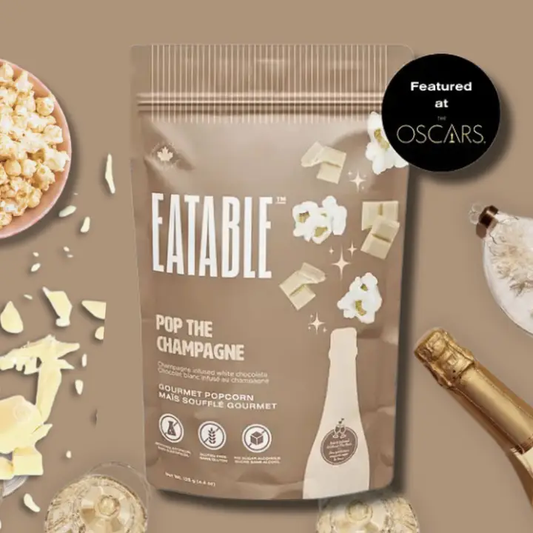 EATABLE Popcorn - 🇨🇦 Pop the Champagne 🍾 Gourmet White Chocolate Popcorn: Canadian Packaging