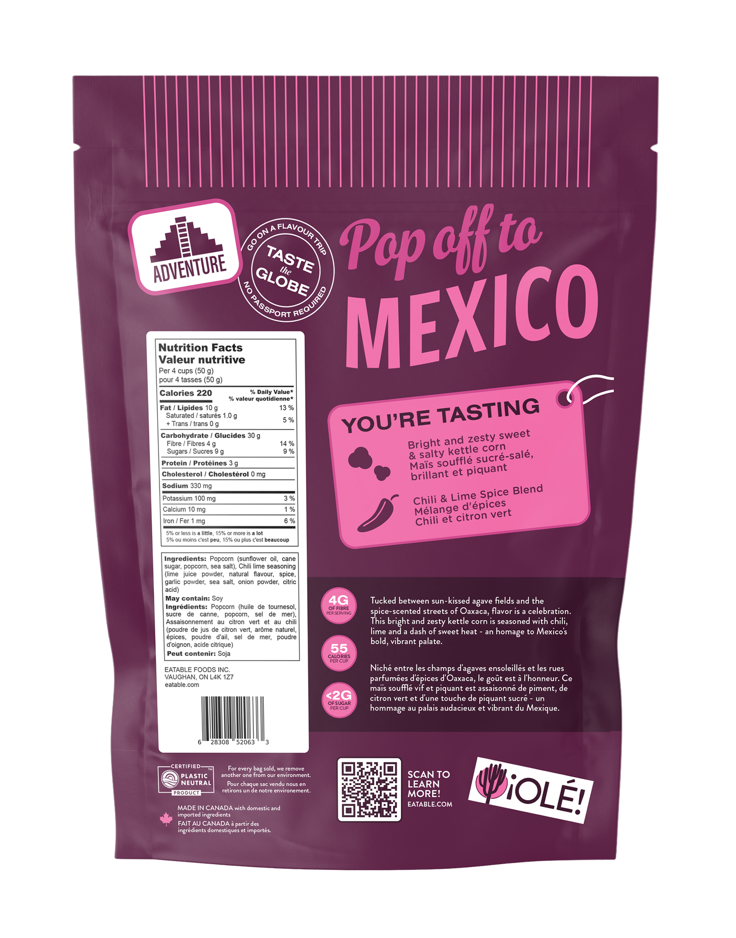 EATABLE Popcorn - 🇨🇦 Popped Culture 🌎 Sweet Chili Heat Popcorn (Vegan)
