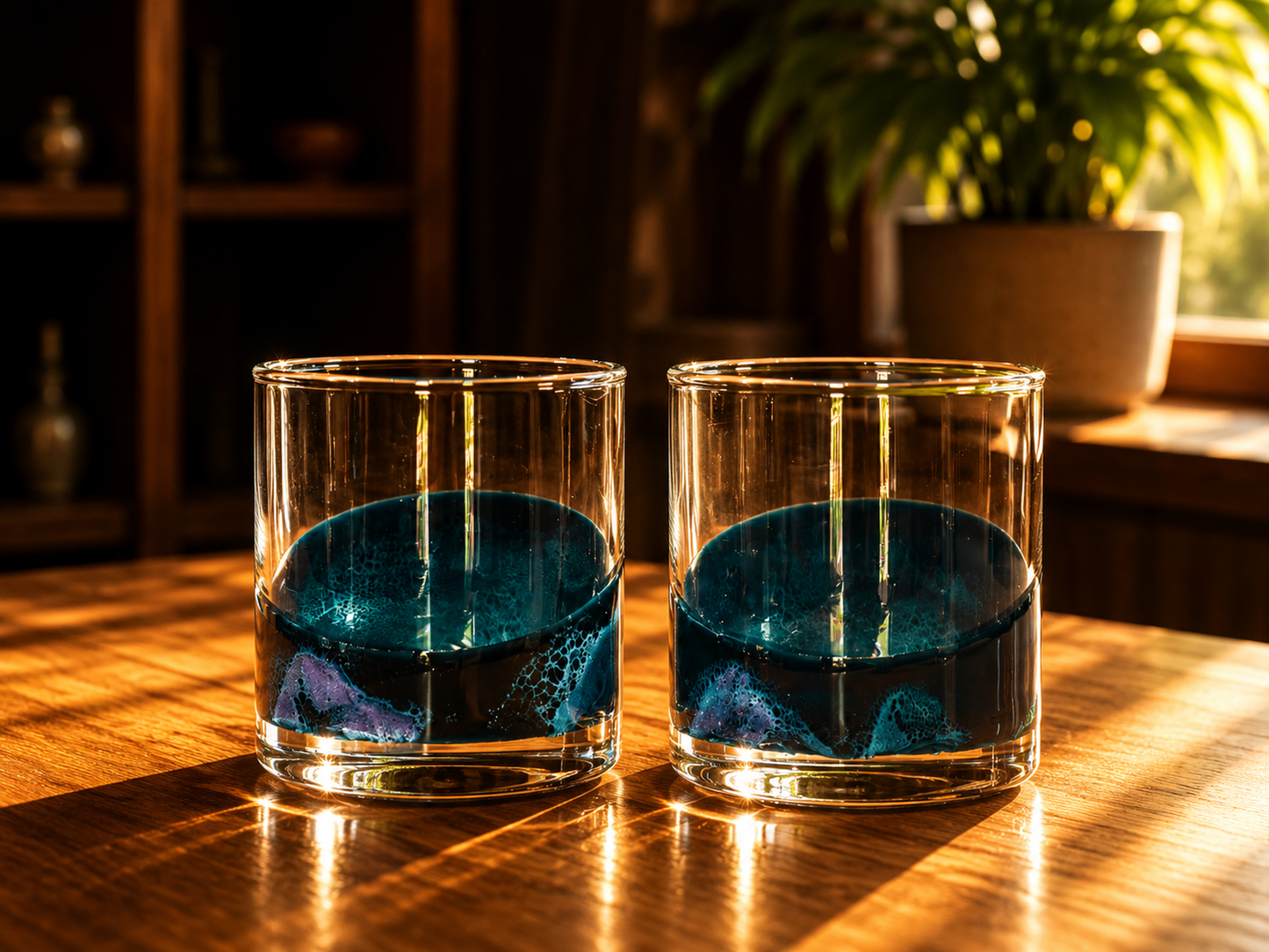 Lynn & Liana Designs - Resin Accented Whisky Glasses-Price is per glass -NO TARIFFS: Caribbean Blue