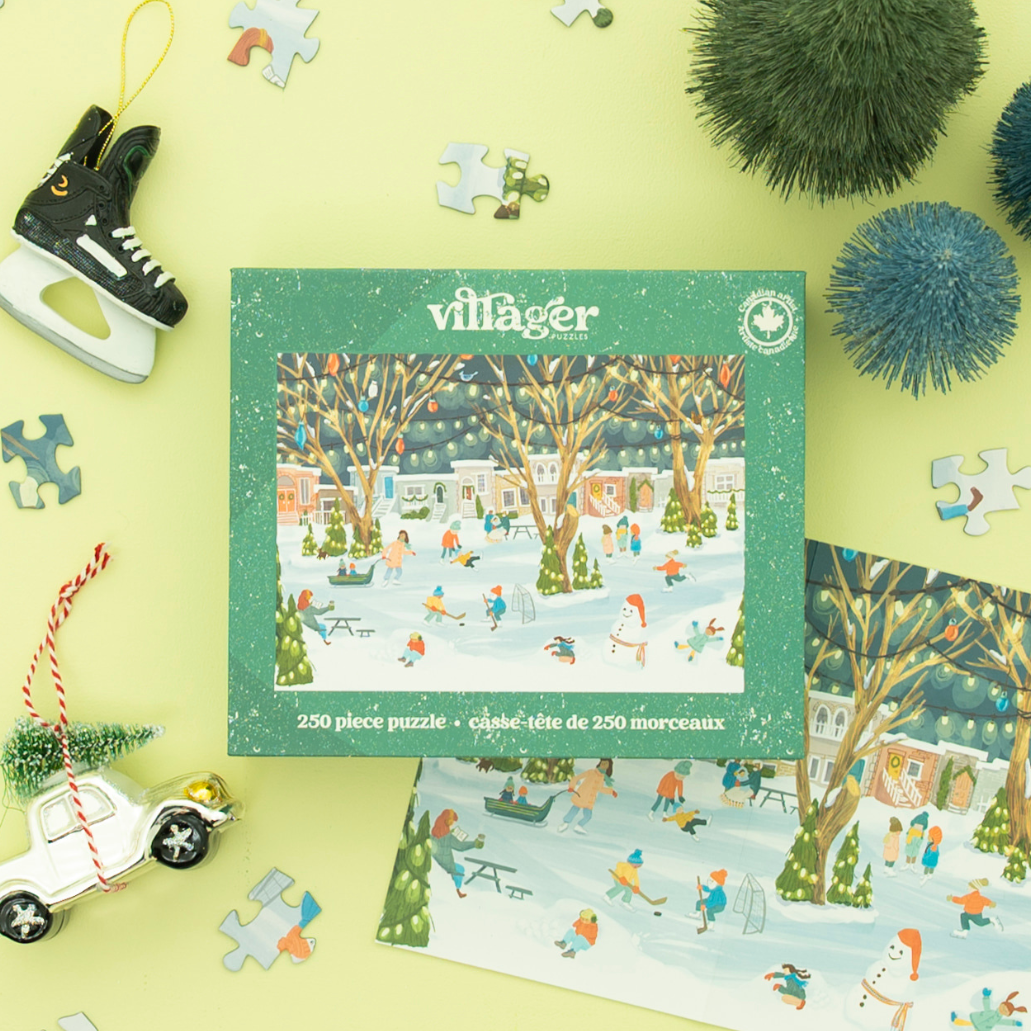 Villager Puzzles - Neighbourhood Rink | 250 Piece Puzzle | Designed in Canada