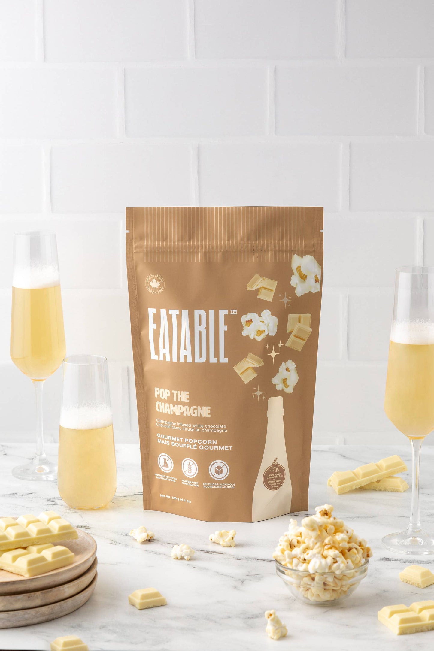 EATABLE Popcorn - Pop the Champagne (125g) 🍿🥂 Chocolate Covered Popcorn: US Package
