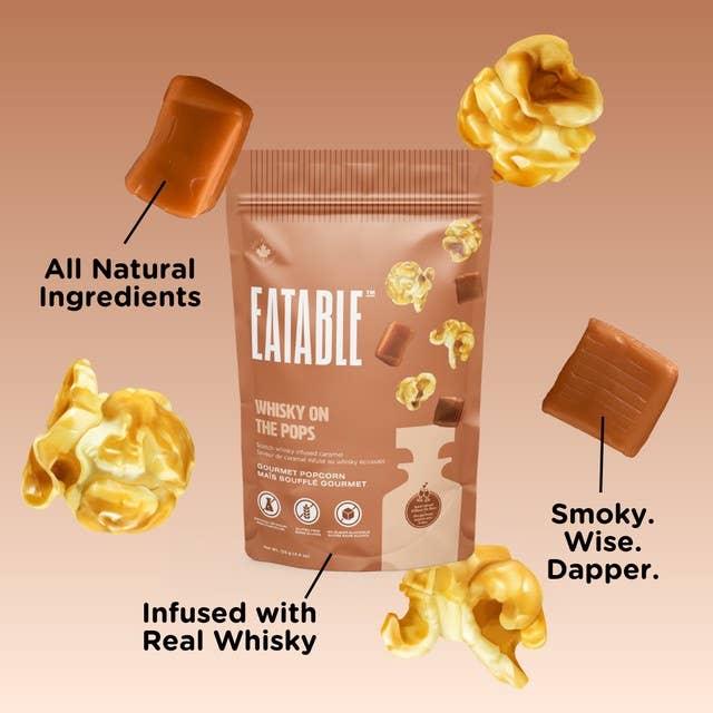 EATABLE Popcorn - Whisky on the Pops (125g) 🍿🥃 Caramel Popcorn: US Package
