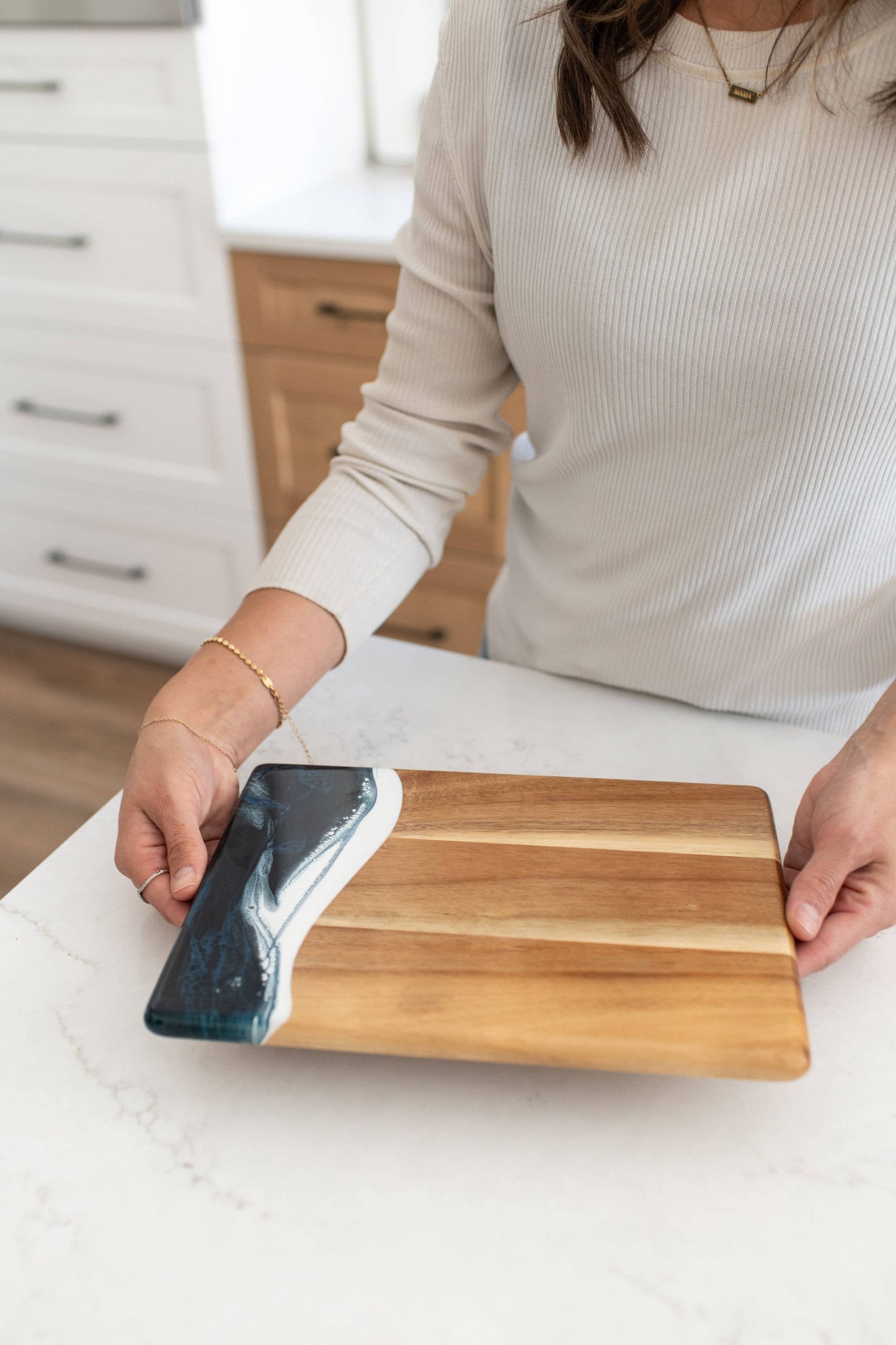 Lynn & Liana Designs - Wood Resin Date Night Cheese Charcuterie Board - NO TARIFFS!: Marble
