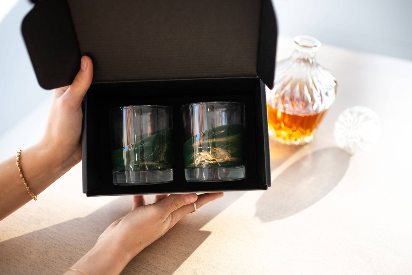 Lynn & Liana Designs - Resin Accented Whisky Glasses-Price is per glass -NO TARIFFS: Ocean Vibes