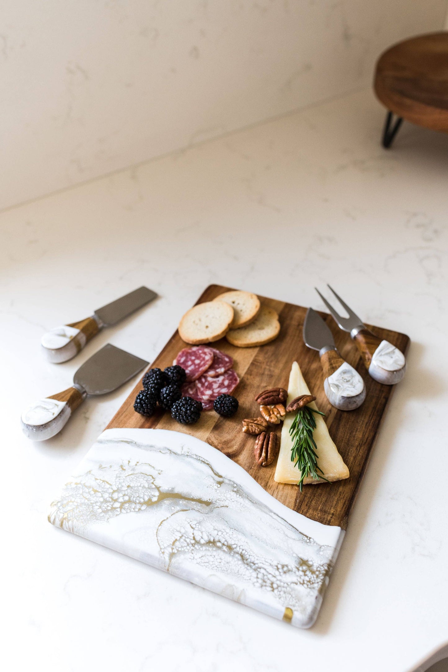 Lynn & Liana Designs - Resin Coated Cheese Knife Set - Set of 4 - NO TARIFFS!: Marble