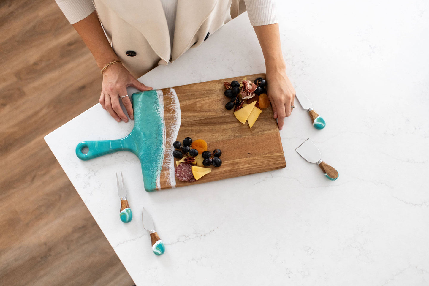Lynn & Liana Designs - Resin Cheese / Charcuterie Board - Large 10"x20" NO TARIFFS!: Marble