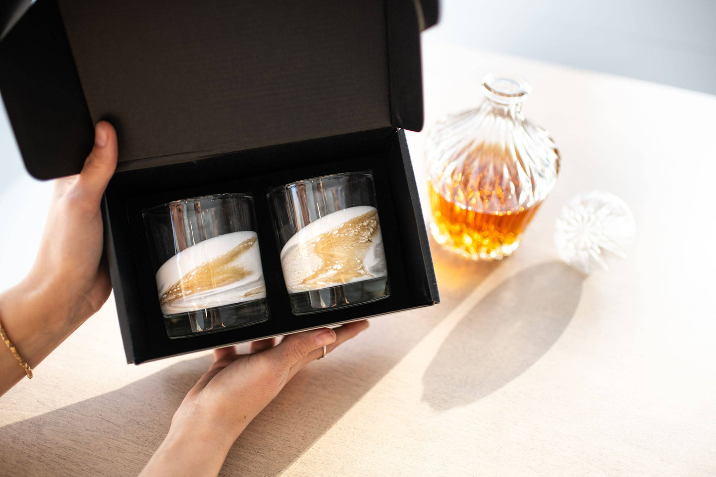Lynn & Liana Designs - Resin Accented Whisky Glasses-Price is per glass -NO TARIFFS: Caribbean Blue