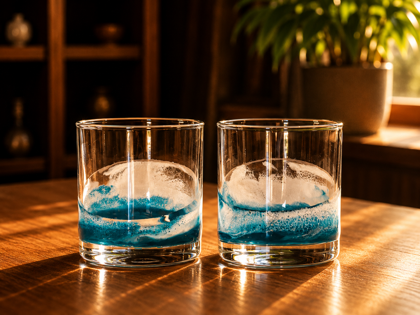Lynn & Liana Designs - Resin Accented Whisky Glasses-Price is per glass -NO TARIFFS: Caribbean Blue
