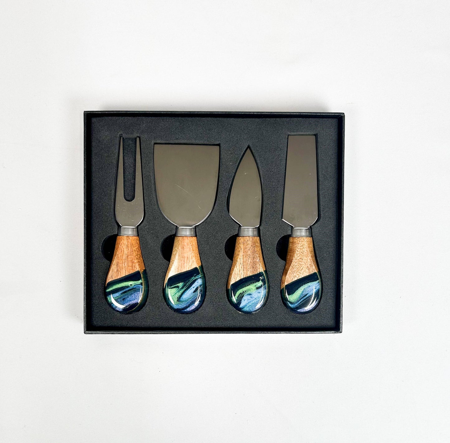Lynn & Liana Designs - Resin Coated Cheese Knife Set - Set of 4 - Caribbean Blue