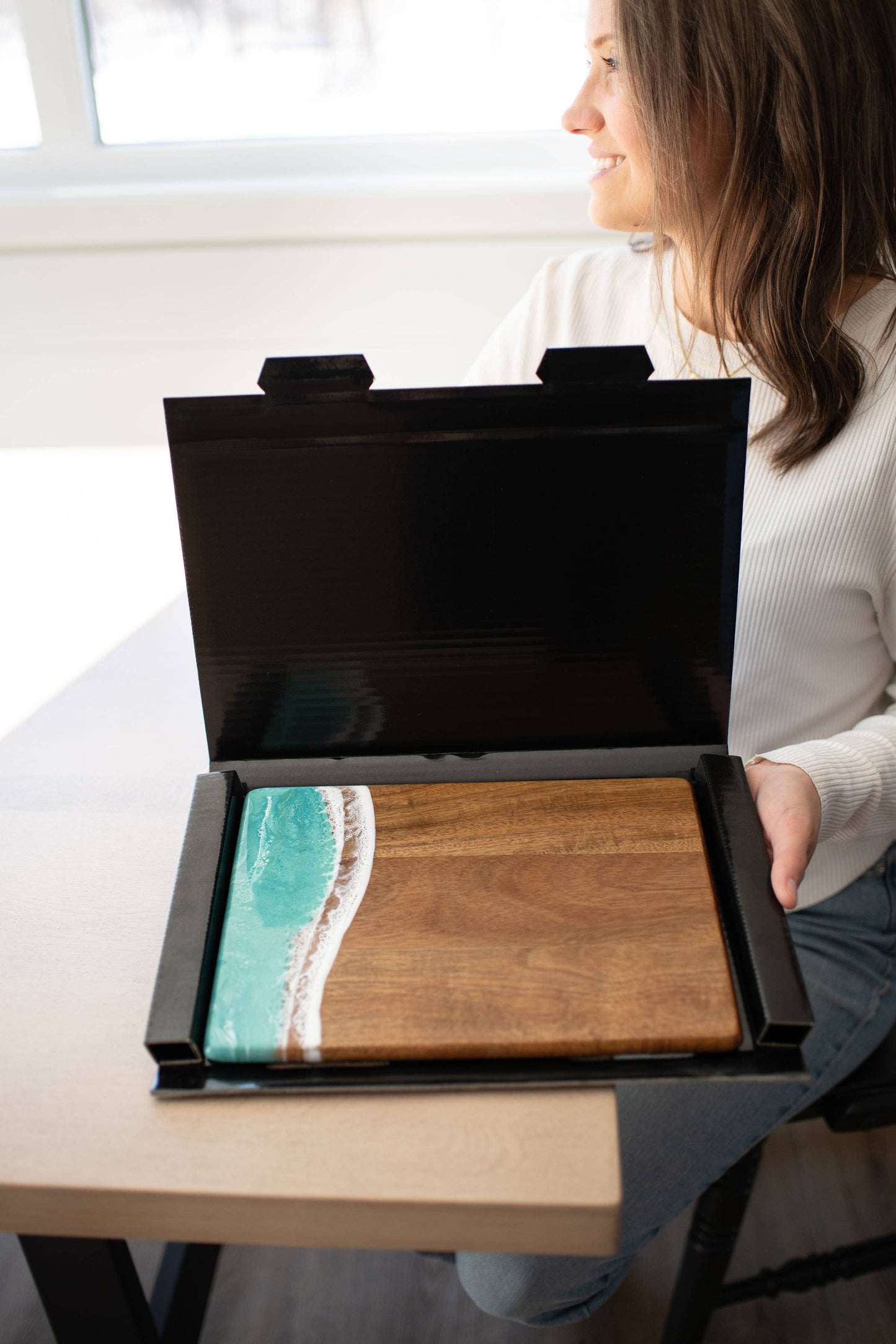 Lynn & Liana Designs - Wood Resin Date Night Cheese Charcuterie Board - NO TARIFFS!: Marble