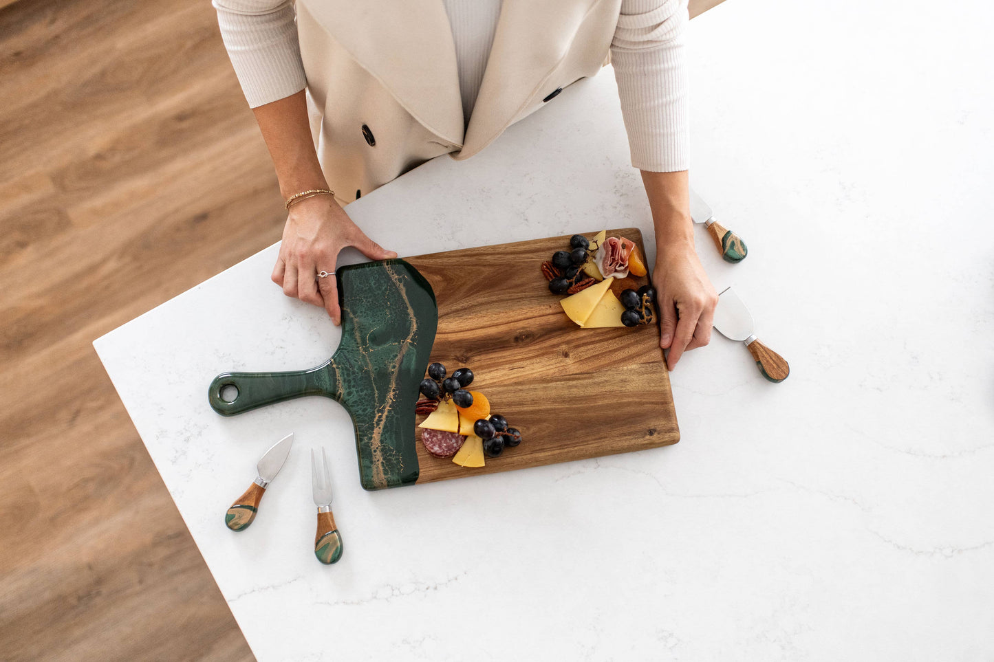Lynn & Liana Designs - Resin Cheese / Charcuterie Board - Large 10"x20" NO TARIFFS!: Marble