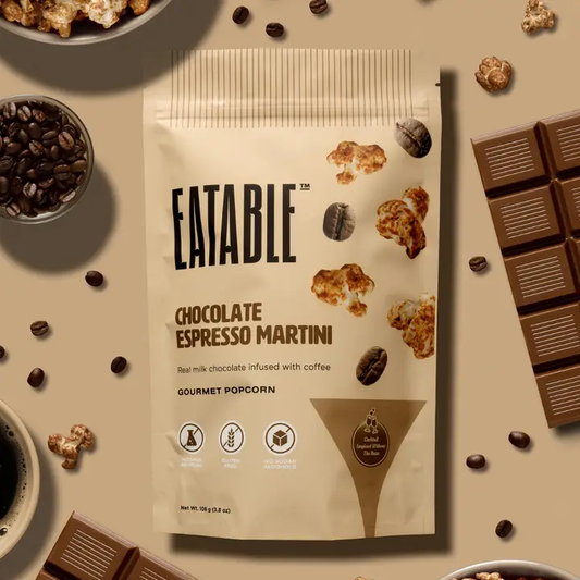 EATABLE Popcorn - 🇨🇦 Chocolate Espresso Martini ☕️ Milk Chocolate Popcorn: Canadian Packaging