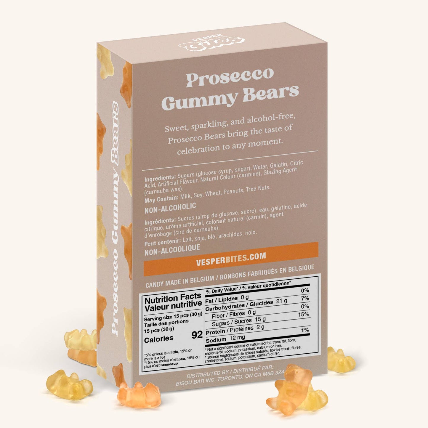 Vesper Bites - Prosecco Bear Gummies, Chewy Candies, Alcohol-Free
