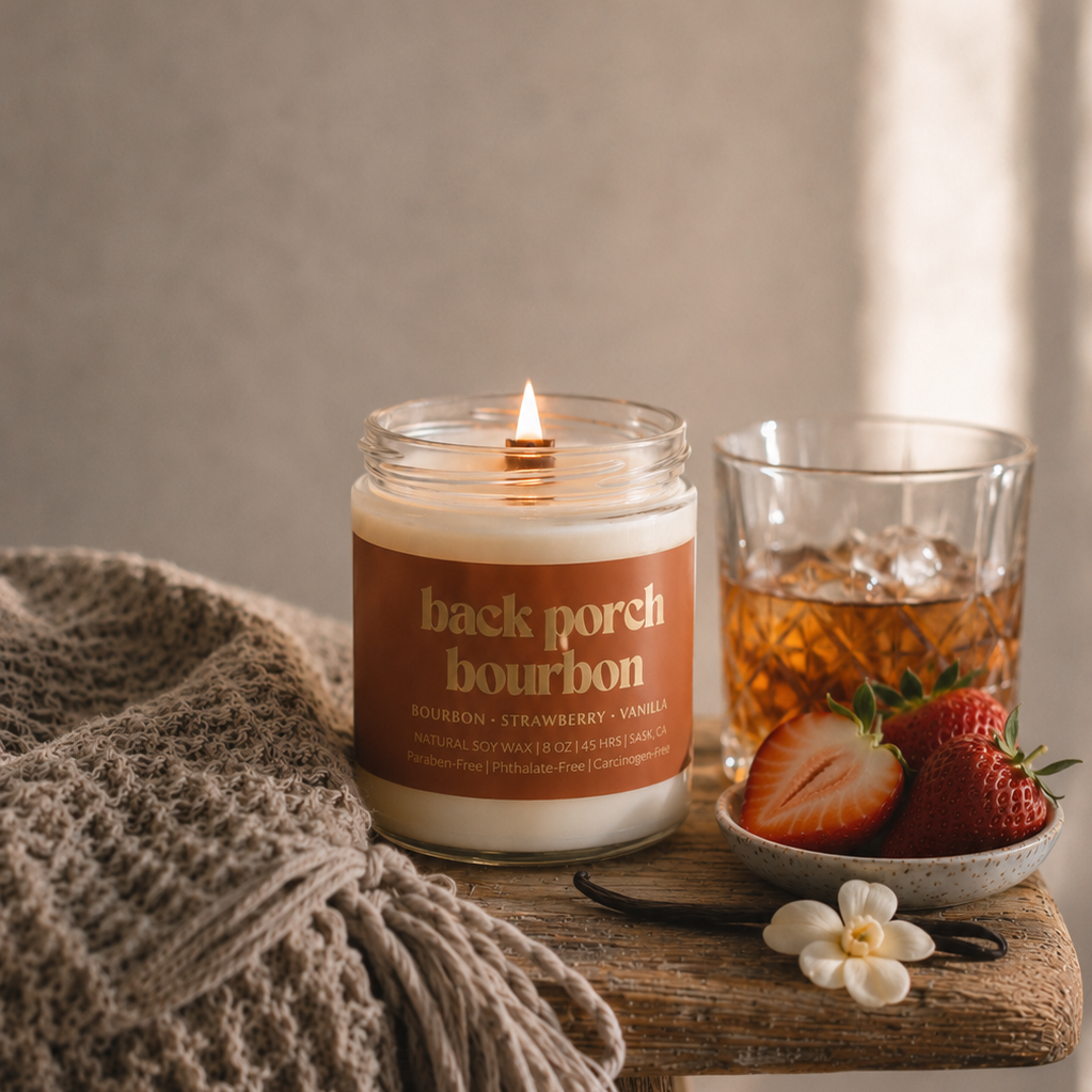 Prairie Creek Candles - BACK PORCH BOURBON | 8OZ NON TOXIC SOY CANDLE | FALL COLLECTION