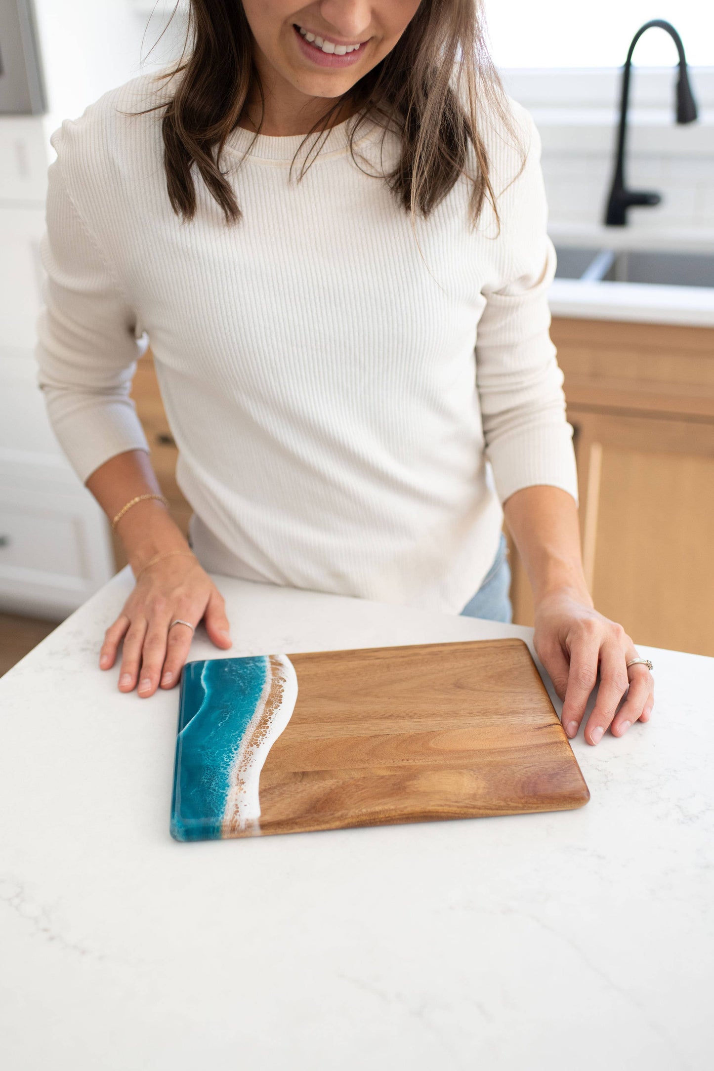Lynn & Liana Designs - Wood Resin Date Night Cheese Charcuterie Board - NO TARIFFS!: Marble