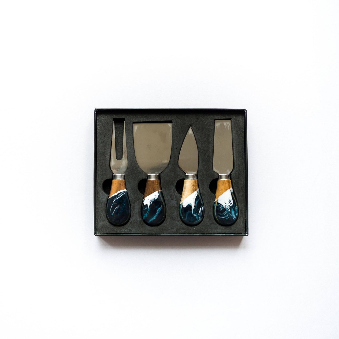 Lynn & Liana Designs - Resin Coated Cheese Knife Set - Set of 4 - Caribbean Blue