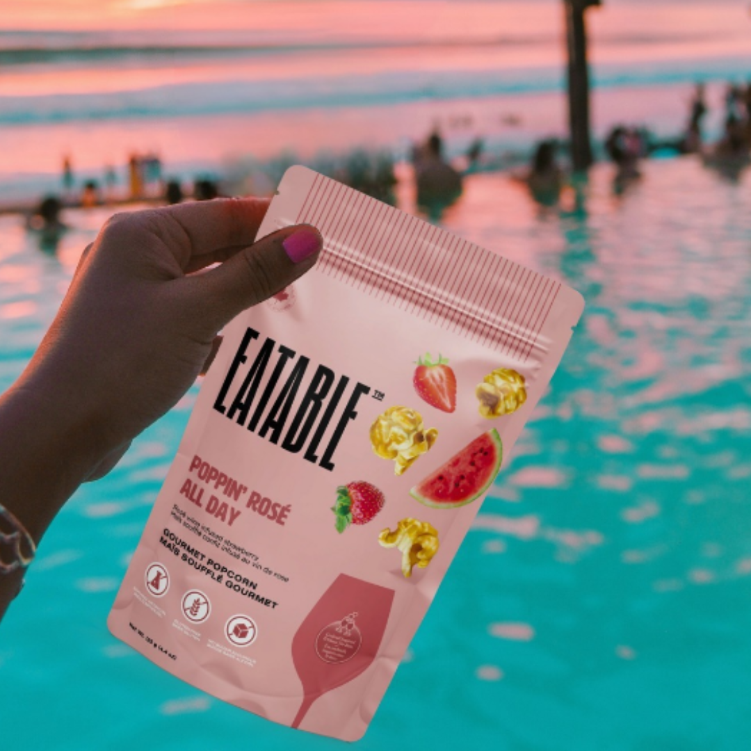 EATABLE Popcorn - Poppin' Rosé All Day 🍷 Gourmet Caramel Popcorn: Canadian Packaging